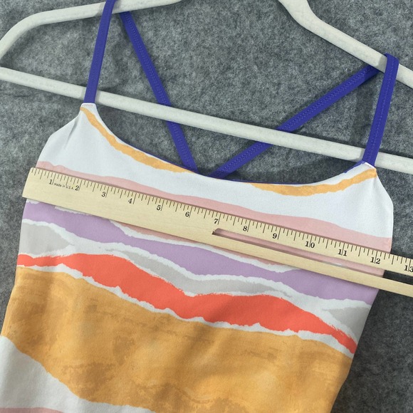 Lululemon Tank Top 4 Dancing Warrior Fitted Strappy Bleacher Stripe Athletic - Picture 10 of 14